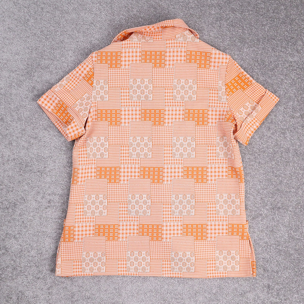 Vintage 60s/70s Women's Disco Chest 19in Short Sleeve Full Button Collared Shirt - Picture 2 of 9